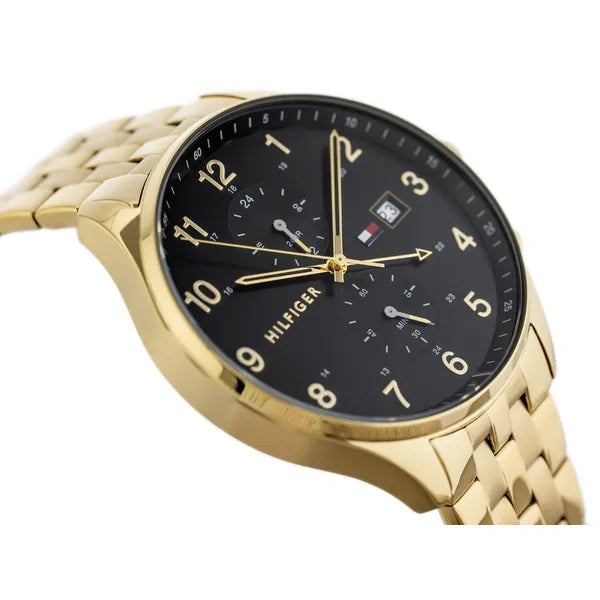 Tommy Hilfiger férfi karóra 1791708 WEST, arany acél, fekete számlap, WR50