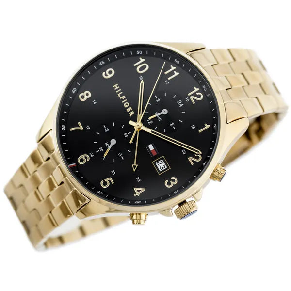 Tommy Hilfiger férfi karóra 1791708 WEST, arany acél, fekete számlap, WR50