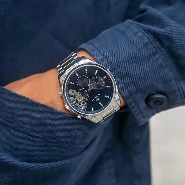 Tommy Hilfiger Baker 1710448 férfi karóra, acél szíj, kék számlap