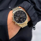 Tommy Hilfiger Baker férfi karóra, aranyszínű acél, fekete számlap, WR50, kvarc