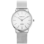 Perfect F205 női karóra, ezüst szíj, fehér számlap, 32 mm, 3 ATM, ajándékdoboz