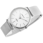 Perfect F205 női karóra, ezüst szíj, fehér számlap, 32 mm, 3 ATM, ajándékdoboz