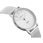Perfect F205 női karóra, ezüst szíj, fehér számlap, 32 mm, 3 ATM, ajándékdoboz