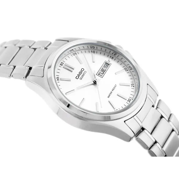 Casio MTP-1239D-7ADF férfi kvarc karóra, acél, ezüst, dátum, WR30, 37 mm