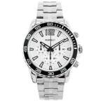 Perfect férfi kvarc karóra, 42 mm, ezüst fémszíj, fehér, WR30, díszdobozzal