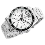 Perfect férfi kvarc karóra, 42 mm, ezüst fémszíj, fehér, WR30, díszdobozzal