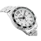 Perfect férfi kvarc karóra, 42 mm, ezüst fémszíj, fehér, WR30, díszdobozzal