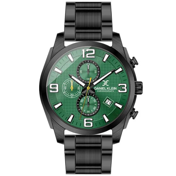 Daniel Klein DK12886-5 férfi karóra ajándék szett, kronográf kvarc, WR50, zöld