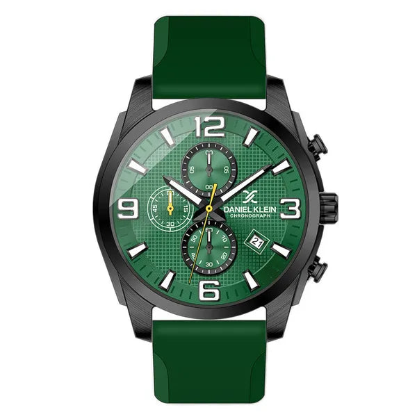 Daniel Klein DK12886-5 férfi karóra ajándék szett, kronográf kvarc, WR50, zöld