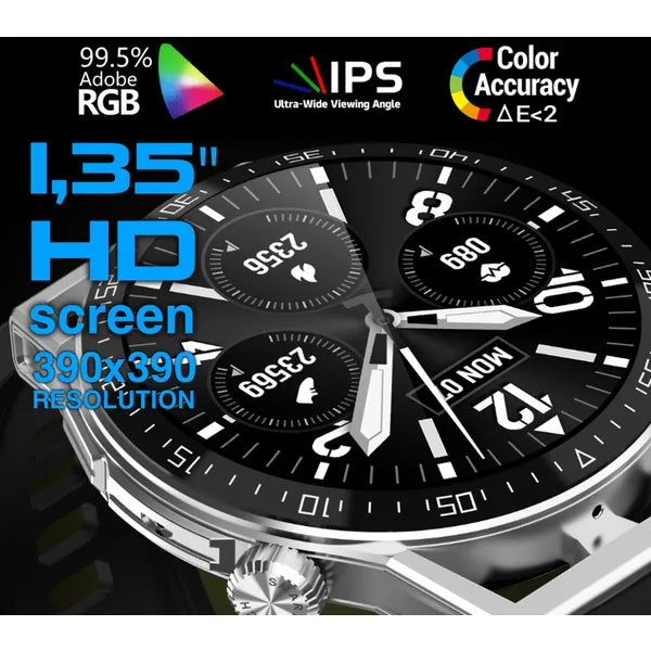 Férfi okosóra 1,35'' IPS kijelzővel, Bluetooth hívás, NFC, IP67, fekete