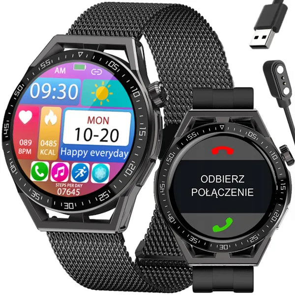 Férfi okosóra 1,35'' IPS kijelzővel, Bluetooth hívás, NFC, IP67, fekete