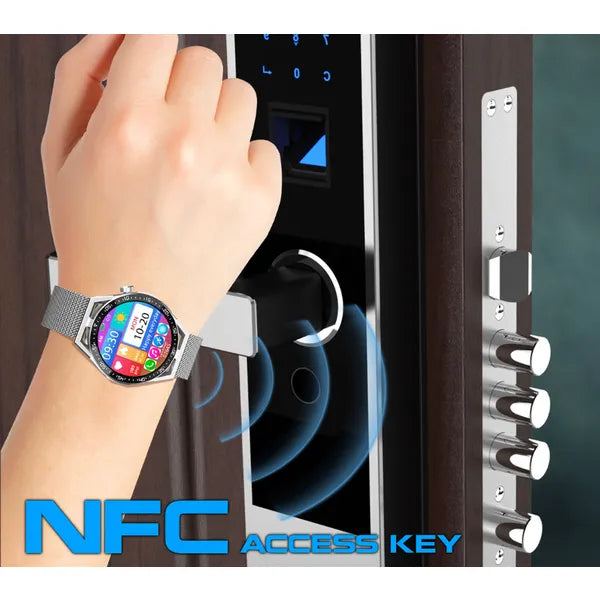 Férfi okosóra 1,35'' IPS kijelzővel, Bluetooth hívás, NFC, IP67, fekete