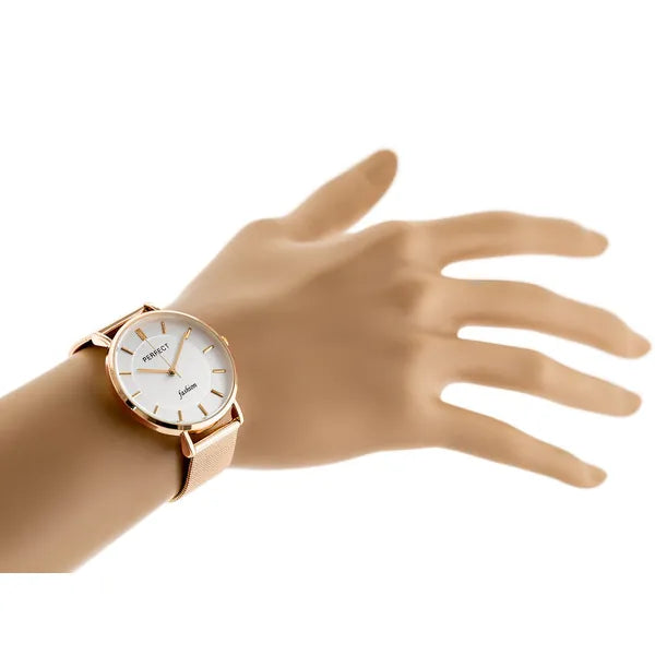 Perfect F352-08 női kvarc karóra, rózsaarany, 36 mm, ezüst számlap, WR30