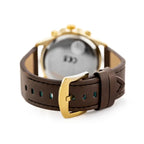 Perfect férfi kronográf karóra, japán kvarc, 46 mm arany tok, bőrszíj, dátum