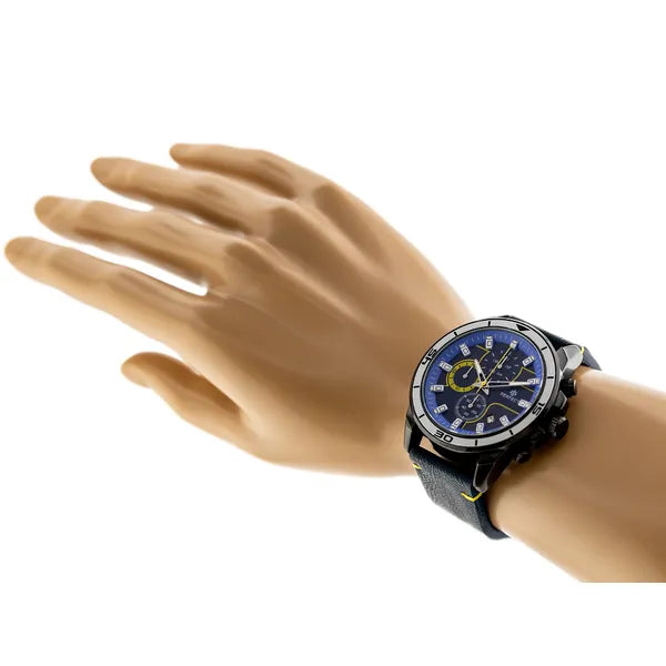 Férfi karóra Perfect CH02L – kronográf, kvarc, 46mm, kék bőr, WR30, díszdoboz