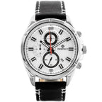 Perfect CH03L férfi kronográf karóra, 44 mm, fekete bőr szíj, ezüst számlap WR30