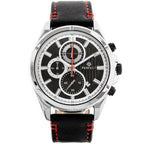 Férfi karóra, Perfect CH03L kronográf, kvarc, 44 mm, bőr szíj, fekete/ezüst