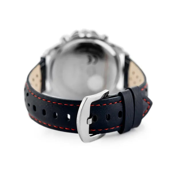 Perfect CH05L férfi kvarc karóra, kronográf, kék számlap, bőr szíj, WR30, 48 mm