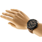 Perfect CH05L férfi kronográf karóra, fekete számlap, bőrszíj, WR30, 48 mm