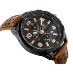 Perfect CH05L férfi kronográf karóra, fekete számlap, bőrszíj, WR30, 48 mm