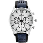 Perfect CH01L férfi karóra, kronográf, kvarc, 44 mm, kék bőrszíj, ezüst számlap