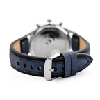 Perfect CH01L férfi karóra, kronográf, kvarc, 44 mm, kék bőrszíj, ezüst számlap