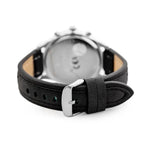 Perfect férfi kronográf karóra, 44 mm, fekete számlap, bőr szíj, WR30