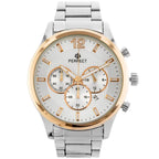 Perfect CH01M férfi kronográf karóra, Miyota kvarc, ezüst fém szíj, 44 mm