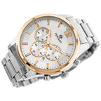 Perfect CH01M férfi kronográf karóra, Miyota kvarc, ezüst fém szíj, 44 mm