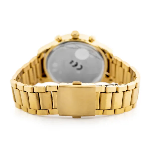 Perfect CH01M férfi kronográf kvarc karóra, 44 mm, arany fémszíj, ezüst számlap