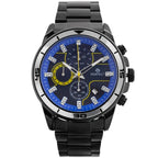 Perfect CH02M férfi kronográf karóra, kék számlap, 46 mm, fekete fém szíj