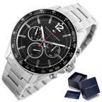 Tommy Hilfiger LUKE 1791104 férfi karóra, acél szíj, fekete számlap, WR50, dátum