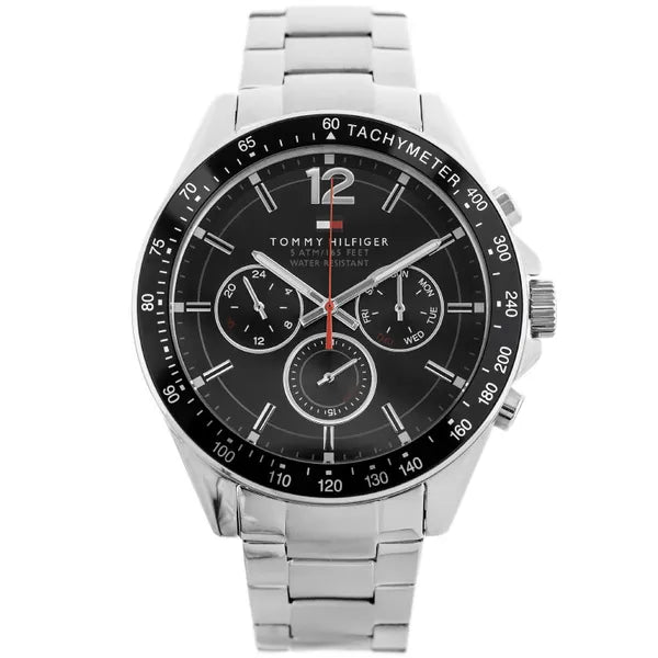 Tommy Hilfiger LUKE 1791104 férfi karóra, acél szíj, fekete számlap, WR50, dátum