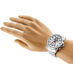 Perfect CH03M férfi kronográf karóra, ezüst, Miyota kvarc, fém szíj, 44 mm