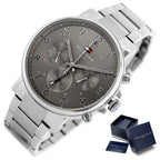 Tommy Hilfiger férfi karóra 1710382, ezüst számlap, acél, WR50, doboz