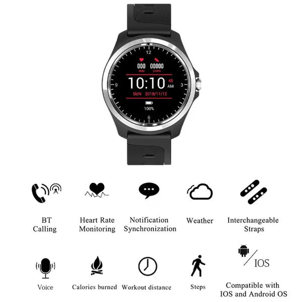 Férfi okosóra, 1.04'' TFT, BT hívás, pulzusmérő, IP67 – fekete/ezüst