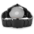 Perfect férfi karóra, 45 mm, fekete fémszíj, zöld számlap, dátum, WR30, dobozzal