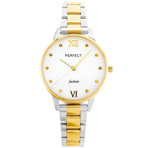 Perfect S364 női kvarc karóra, ezüst-arany, fém szíj, WR30, dobozzal