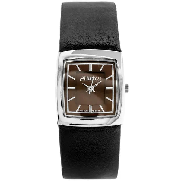 Albatross ABA205 női kvarc karóra, bőrszíj, barna számlap, 25×28 mm