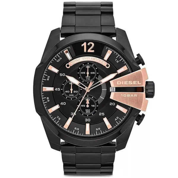 Diesel Mega Chief DZ4309 férfi karóra, kronográf, 52 mm, fekete/rozéarany, acél