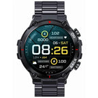 Gravity GT8-2 férfi GPS okosóra, 1.32" IPS, IP67, acél szíj, fekete