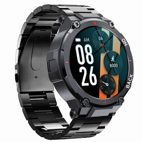 Gravity GT8-2 férfi GPS okosóra, 1.32" IPS, IP67, acél szíj, fekete