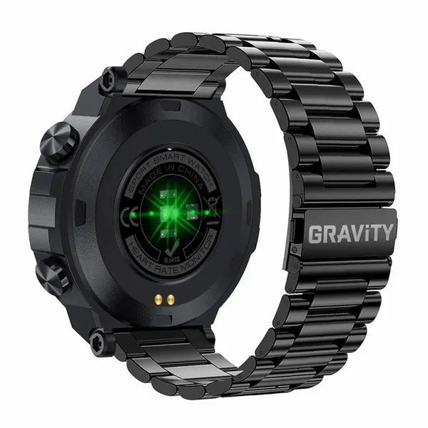 Gravity GT8-2 férfi GPS okosóra, 1.32" IPS, IP67, acél szíj, fekete