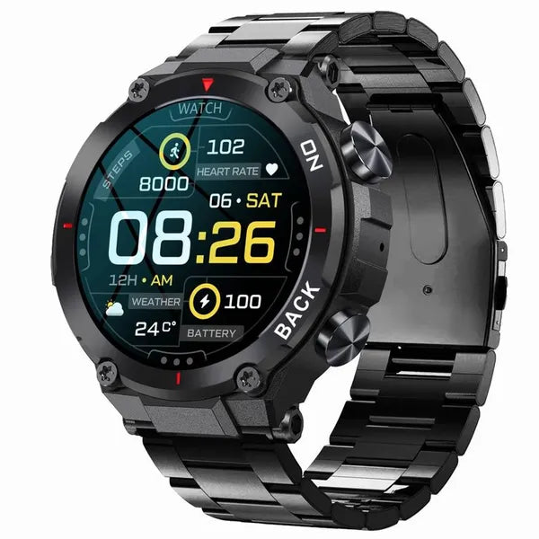 Gravity GT8-2 férfi GPS okosóra, 1.32" IPS, IP67, acél szíj, fekete