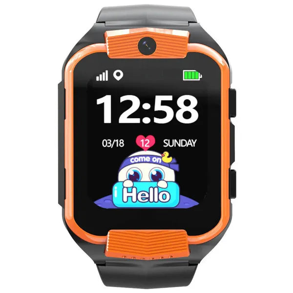Gyerek okosóra 4G LTE/GPS, 1,69" kijelző, IP65 – narancs/fekete