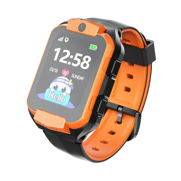 Gyerek okosóra 4G LTE/GPS, 1,69" kijelző, IP65 – narancs/fekete