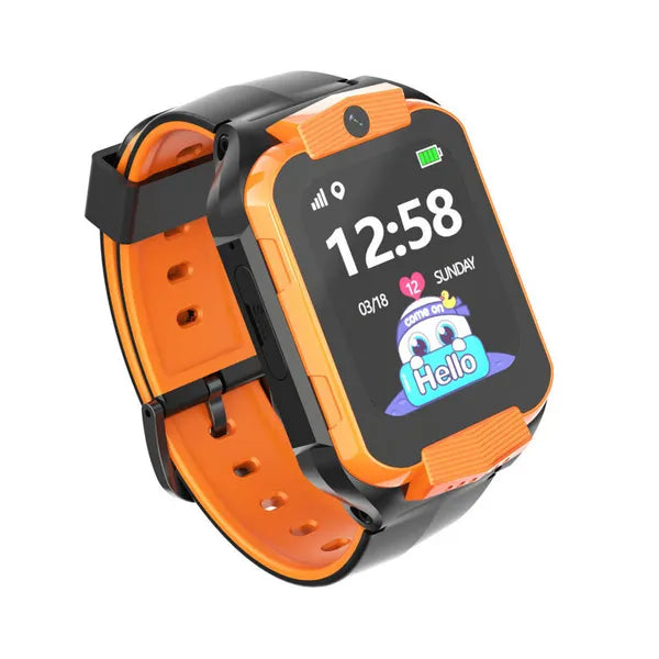 Gyerek okosóra 4G LTE/GPS, 1,69" kijelző, IP65 – narancs/fekete