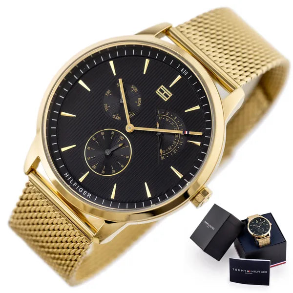 Tommy Hilfiger Brad 1710386 férfi karóra, arany, fekete, 45 mm, WR30