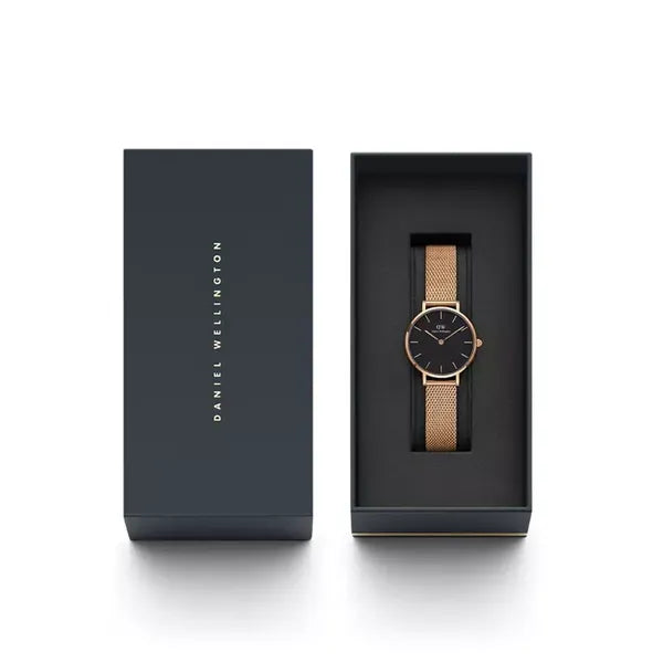 Daniel Wellington Petite Melrose női karóra 28 mm, fekete, rozéarany