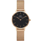 Daniel Wellington Petite Melrose női karóra 28 mm, fekete, rozéarany